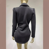 Women Dresses Suit Skirt Party Evening Dress Long Sleeve Sequined Ultra Short Dress (Ont0408)