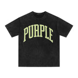 Purple Brand T Shirts Washed and Worn Hip Hop Men's and Women's Loose Casual Short-Sleeved T-shirt