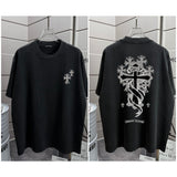 Ch hip-hop t shirts ch short sleeve cross loose casual pure cotton embroider heavy weight short sleeve men