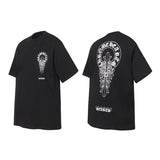 Ch hip-hop t shirts high street ch short sleeve sanskrit letter cross printing loosecasualpure cotton american heavy weight