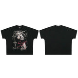 saint m t shirts s.m character & letter graphic crew neck pullover short sleeve t-shirt