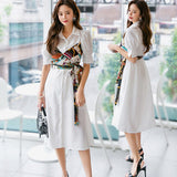Women Maxi Dress Fall Slim Fit Printed Mid-Length Dress