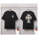 Ch hip-hop t shirts ch short-sleeved high-temperature ironing cross craft loosecasual american heavy weight short-sleeved