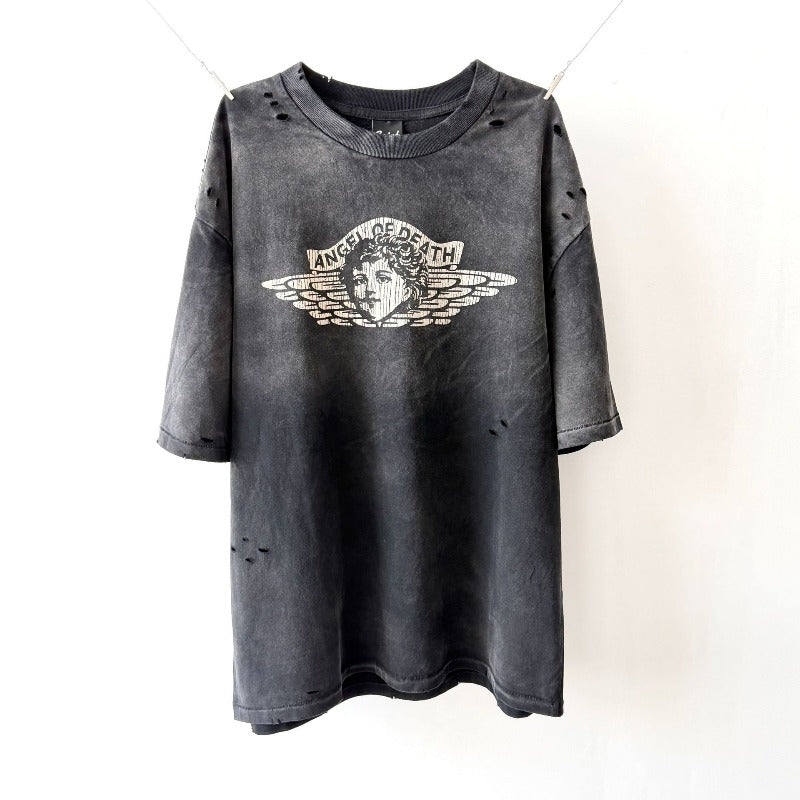 saint m t shirts s.m little angel letter graphic crew neck short sleeve top