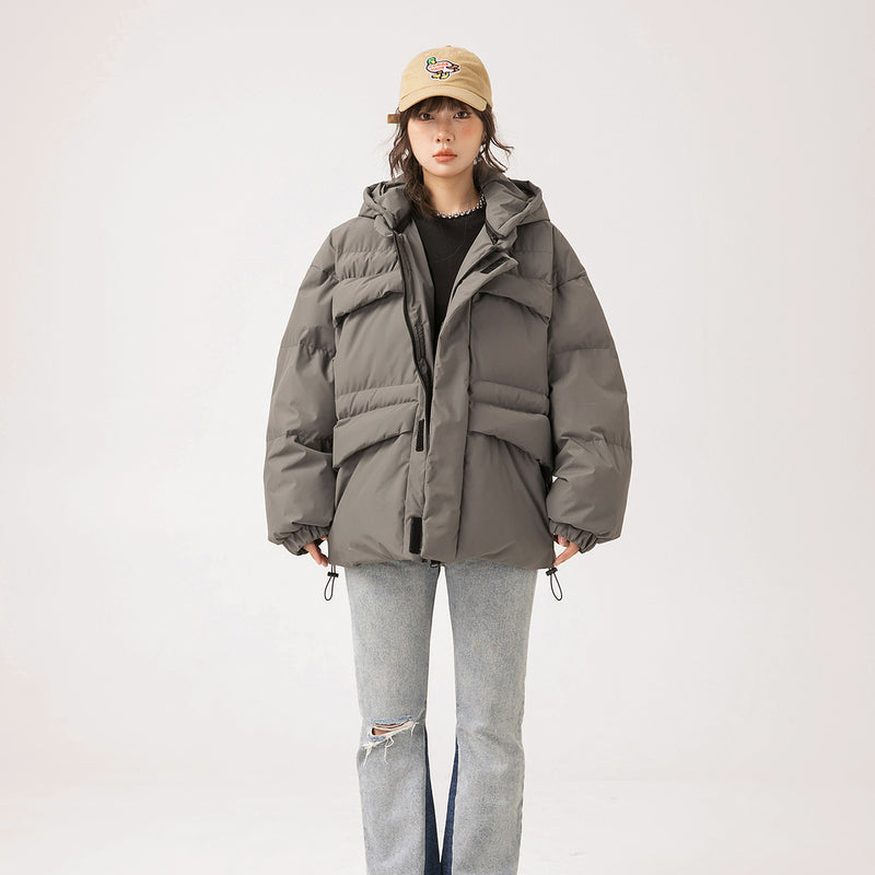 Unisex Coat Winter Detachable Cap Zipped Cotton-Padded Jacket