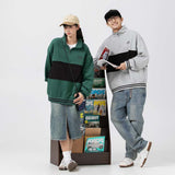 Unisex Hoodie Autumn Stitching Stand Collar Sweater