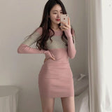 Women Maxi Dress Fall/Winter Slim Hip Stretch Knitted Dress