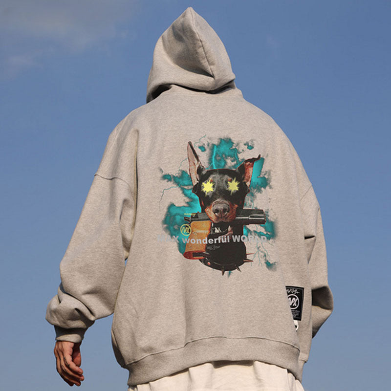 Men Hoodie Doberman Pinscher Printed Hoodie Oversize Hip Hop Couple Sweatshirt