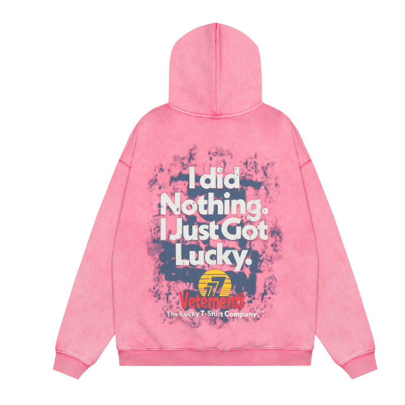 Vetements Hoodie Vintage VTM Washed Lucky 777 Letters Loose Hooded Hoodie