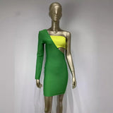 Women Dresses Bandage Dress Sexy One-Shoulder Sleeves Slim Fit Party Dress (Ont0408)