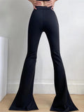 Women Sweatpants Split Hollow out Straight-Leg Pants
