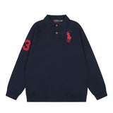 Rl ralph lauren pony casual loose knit wool sweater warm women's autumn/winter zip-up polo collar top couple