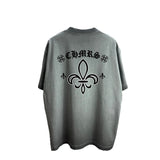 Ch hip-hop t shirts high version ch short sleeve sanskrit printingloosecasualpure cotton american heavy weight short sleeve men