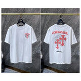 Ch hip-hop t shirts american ch short-sleeved cross horseshoe sanskrit embroiderloosecasual american heavy weight