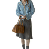 Women Knitwear Autumn Winter Retro Lapel Zipper Sweater