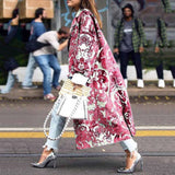 Women Trench Coat Autumn and Winter Loose Printed Woolen Coat Printed