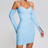 Women Evening Dress Bandage One-Piece Dress Backless Sexy Dress