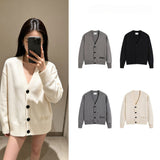 Ami arauneifoutwearfall and wintercouplecardigan woolen letter high weight v neckknitting