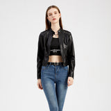 Red Leather Jacket Women's Rivet Leather Coat Spring and Autumn Jacket