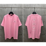Ch hip-hop t shirts spring and summer ch short-sleeved sanskrit cross logo embroideramerican trendy loosecasualeasiest for match
