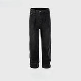 MIJKO Men Vintage Pants MIJKO Men's Women's Vintage Washing Water Old Trousers Slim Straight Jeans