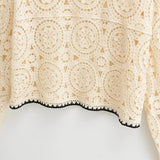 Women Sweater Knitwear Cutout Blouse Short Midriff Outfit Sun Protection Shirt Long Sleeve Bohemian Pullover Sweater