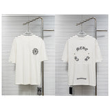 Ch hip-hop t shirts ch correct version summer sanskrit horseshoe cross patch leather label embroider short-sleeved t-shirt couple