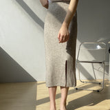 Women Knitted Skirt Slit Knitted Skirt