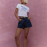 Women's high-waisted denim shorts - cross-border, hot girl summer style, european & american casual, straight leg, crochet detail, drawstring, amazon women's fashion