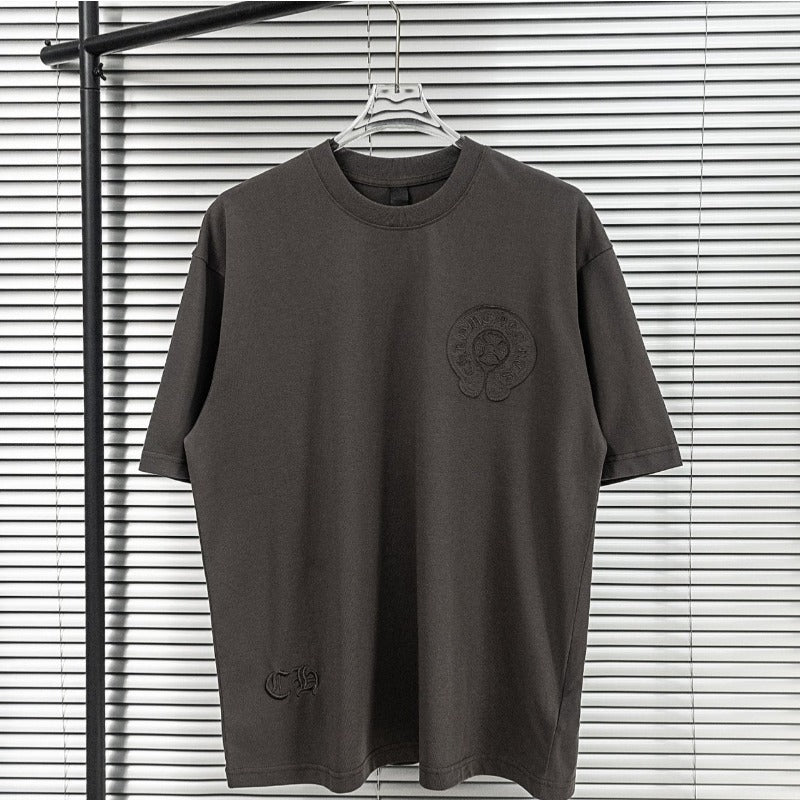 Ch hip-hop t shirts ch short-sleeved horseshoe patch embroiderloosecasualpure cotton american short-sleeved
