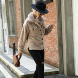 Women Trench Coat Double-Sided Velvet Long Sleeve Lapel Breasted Solid Color Mid-Length Plush Coat