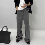 Men Jeans Straight Jeans Men's Gray Black Wide Leg Trousers
