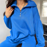 Ladies Leisure Knitwear Polo Collar Sweater Suit Casual Knitted Two-Piece