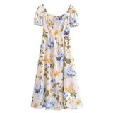 Women Dresses Summer Vintage Bow Short Sleeve Dress (Xds0414)