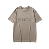 Hip-hop t-shirts: american high street style, short-sleeve, letter ess embossed, relaxed fit, crew neck tee