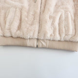 Women Jacket Autumn and Winter Faux Fur Hooded Zipper Jacket Short Coat