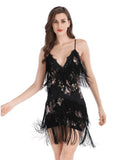 Women Evening Gown Sexy Tassel Embroidered Sequins Mini Short Dress