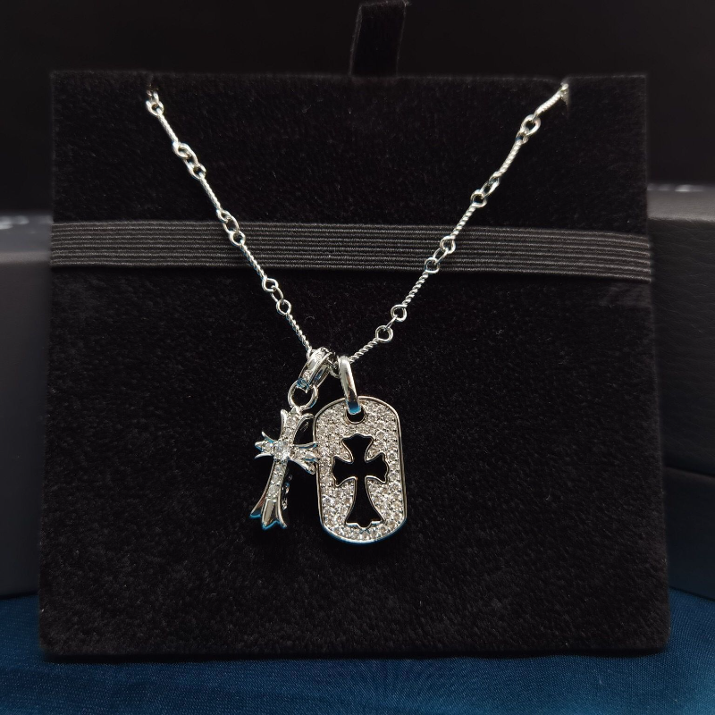Chrome Hearts Necklace Men's and Women's Cross Necklace Full of Diamonds