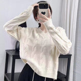 Women Knitted Pullover Autumn Loose V-neck Knitted Sweater