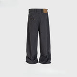 MIJKO Men's Vintage Pants MIJKO Design Trousers Men's and Women's Straight Embellished Casual Pants