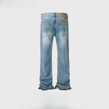 MIJKO Men Vintage Pants MIJKO Ripped Trousers Straight Beard Pants Split Jeans