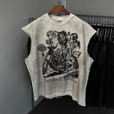 saint m t shirts s.m cartoon harley pattern crew neck pullover tank top