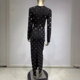 Women Dresses Bandage One-Piece Dress Elegant Long Sleeve Wire Nail Dress Skirt (Otn202404)