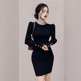 Women Maxi Dress Fall/Winter Puff Sleeve Dress