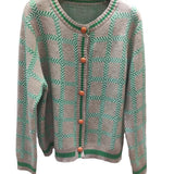 Women Knitted Cardigan Plaid Sweater Women's Loose Sweater Cardigan Coat