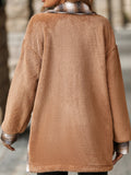 Women Trench Coat Autumn and Winter Single-Breasted Lapel Mid-Length Plaid Plush Coat