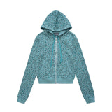 Ashley williams bear print hot girl crop top cardigan sweatshirt set - sweet zip-up hoodie outfit