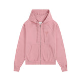 Ami macaron color heart embroidery sweatshirt raglan sleeve couple hoodie autumn and winter zipper jacket hooded
