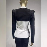 Women Dresses Bandage Two-Piece Black and White Tops (Otn202404)