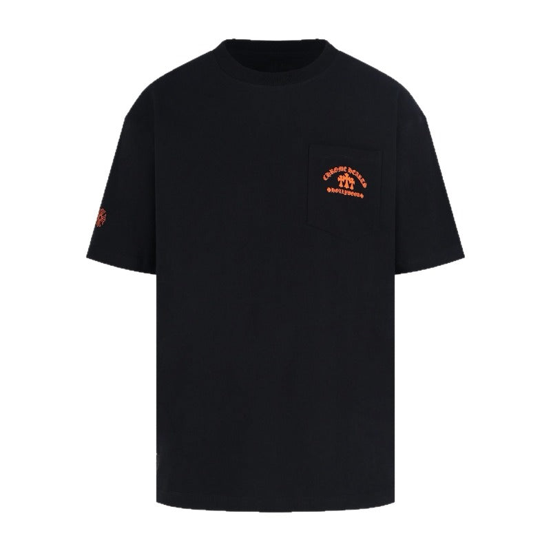 Ch hip-hop t shirts high streetch short sleeve sanskrit orange letterprinting short sleeve loosecasualamerican short sleeve couple